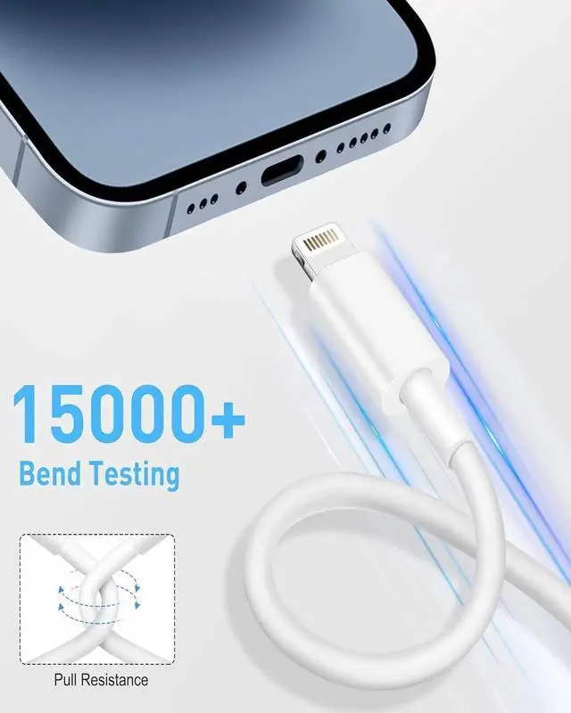 Alt view image 5 of 7 - JAENFONG Car Carplay Cable 2Pack Car Charger Cord USB A to Lightning Cable for iPhone 14/13/12/11/Pro Max/XS/XR/X/8/7/6 Plus/SE iPad 9/8/7/6/5 iPad mini 5/4/3/2 Air 3/2 Fast Charging Cord 3FT White