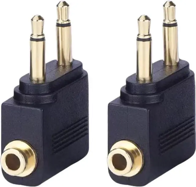 Alt view image 2 of 3 - JAENFONG 2-Pack Airplane Headphone Adapter Dual 3.5mm Male to 3.5mm Female Gold Plated Flight Audio Converter for Airline Entertainment Systems