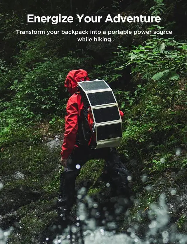 Alt view image 5 of 7 - JAENFONGLitheli Portable Solar Panel with Bag 24W Mini Power Generation Charger for Phone & U20 Battery Foldable Lightweight USB-A and USB-C Ports Adjustable Stands (4-Panel)