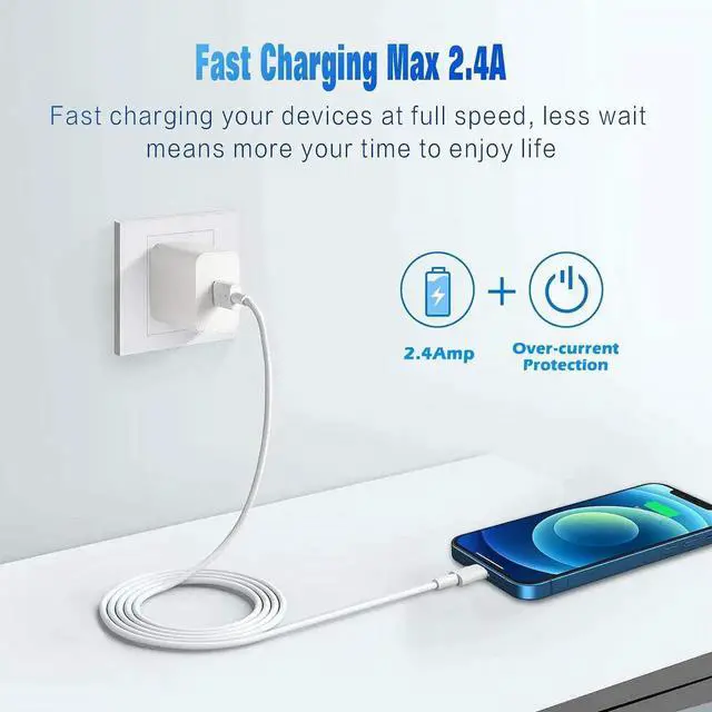 Alt view image 2 of 7 - JAENFONG iPhone Charger Lightning Cable 2 Pack MFi Certified USB iPhone Fast Chargering Cord Data Sync Transfer for 13/12/11 Pro Max Xs X XR 8 7 6 5 5s iPad iPod More Model Cell Phone Cables