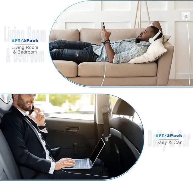 Alt view image 4 of 7 - JAENFONG iPhone Charger Lightning Cable 2 Pack MFi Certified USB iPhone Fast Chargering Cord Data Sync Transfer for 13/12/11 Pro Max Xs X XR 8 7 6 5 5s iPad iPod More Model Cell Phone Cables