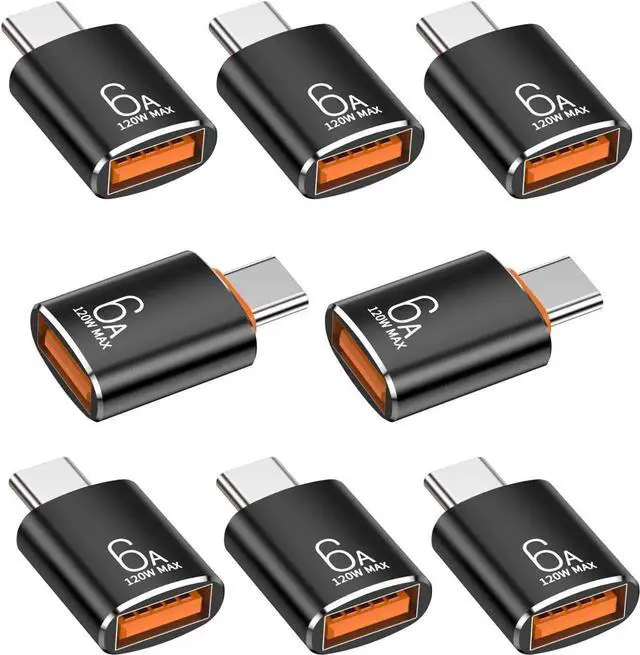 Alt view image 4 of 6 - JAENFONG 8 Pack 10Gbps/120W Type C Male to USB Female OTG Adapter Black USB C to USB3.1 Adapter for Smartphone PC Laptop Tablet Keyboard etc.