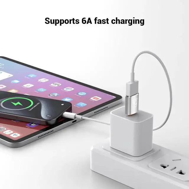 Alt view image 5 of 6 - JAENFONG 8 Pack 10Gbps/120W Type C Male to USB Female OTG Adapter Black USB C to USB3.1 Adapter for Smartphone PC Laptop Tablet Keyboard etc.