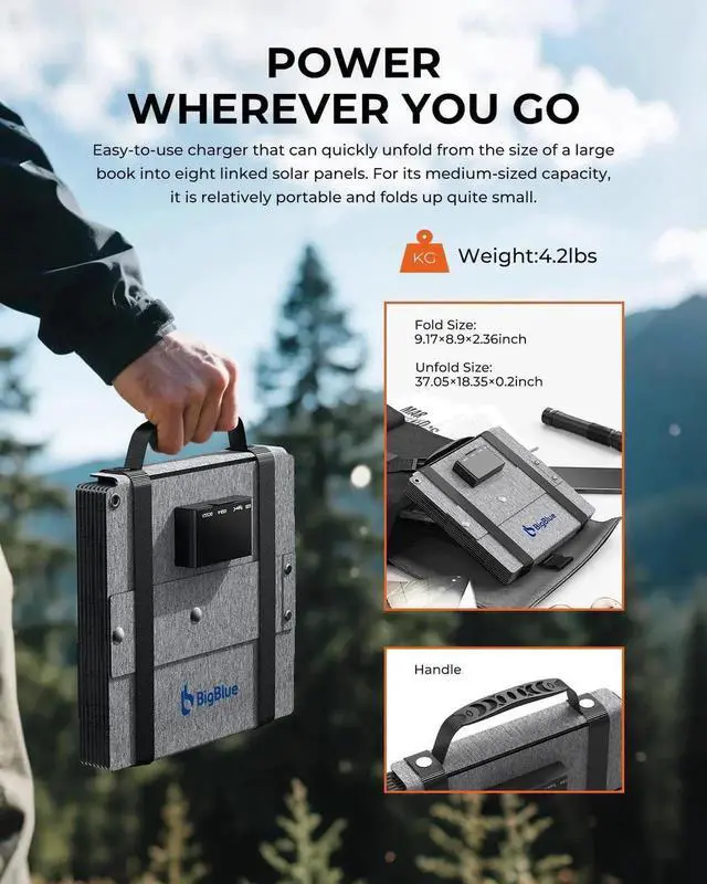 Alt view image 3 of 7 - JAENFONG 60W Portable Compact Solar Panel with PD 45W USB-C 20W USB-A DC Ports for Power Stations Cellphones Power Banks Tablets IP68 Waterproof Foldable Camping Solar Charger with Kickstand