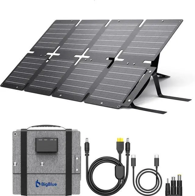 Main image of JAENFONG 60W Portable Compact Solar Panel with PD 45W USB-C 20W USB-A DC Ports for Power Stations Cellphones Power Banks Tablets IP68 Waterproof Foldable Camping Solar Charger with Kickstand