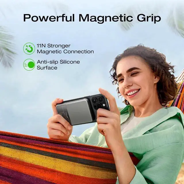 Alt view image 7 of 7 - JAENFONG Rapid Power Bank Wireless 5000mAh & 30W GaN USB C Charger Qi2 Certified Ultra-Fast Magnetic Portable Charger with Stand & Built-in Cables Battery Pack Compatible with iPhone 16/15/14/13
