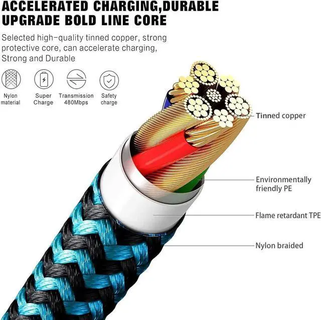 Alt view image 3 of 7 - JAENFONG for iPhone Charger 3 Pack 6FT USB Lightning Cable MFi Certified Fast Charging Nylon Braided for iPhone Charger Cord Compatible with iPhone 14 Plus 14 pro max 13 12 11 XS X XR 8 Plus 7 6 SE 5s