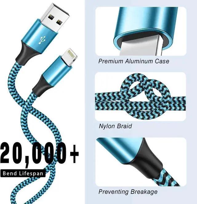 Alt view image 6 of 7 - JAENFONG for iPhone Charger 3 Pack 6FT USB Lightning Cable MFi Certified Fast Charging Nylon Braided for iPhone Charger Cord Compatible with iPhone 14 Plus 14 pro max 13 12 11 XS X XR 8 Plus 7 6 SE 5s