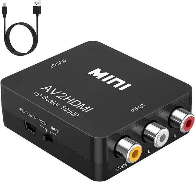 Main image of JAENFONG AV to HDMI Converter RCA to HDMI Adapter Composite CVBS Video Audio Support PAL/NTSC for TV/PC/ PS3/ STB/Xbox VHS/VCR/Blue-Ray DVD Players