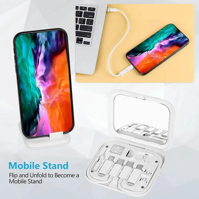 Alt view image 6 of 6 - JAENFONG USB C Adapter OTG Multi Charging Cable Conversion Set USB A & Type C to Micro USB C to Micro USB Data Transfer SIM Card Pin Phone Holder (White)