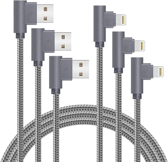 Main image of JAENFONG MFi Certified Lightning iPhone Charger Cord 90 Degree Fast Data Cable Nylon Braided Compatible with iPhone Xs Max/XS/XR/7/7Plus/X/8/8Plus/6S/6S Plus/SE (Gray 10FT)