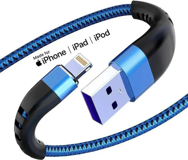 Main image of JAENFONG 2Pack for iPhone Charger Cord 6FT Lighting Cable 6 Feet to USB Charging Cable Nylon Braided Charging Cord 6 Foot Compatible with iPhone 14 13 12 11 X XS XR 15 Pad - Blue