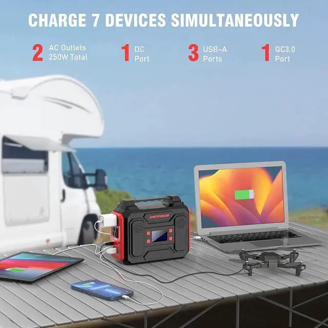 Alt view image 4 of 7 - JAENFONG Power Bank with AC Outlet 250Wh Solar Generator Power Bank 300W Portable Power Station 110V Small Portable Generator for Home Use Camping Emergency Hunting Outdoor