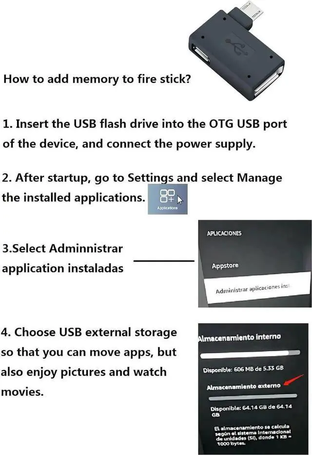 Alt view image 2 of 5 - JAENFONG OTG Cable Adapter for fire Stick 4K Max Added Memory to Your fire tv Stick Compatible with Streaming Android Phone Tablet etc Device 3-Pack
