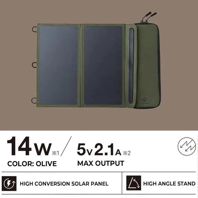 Alt view image 6 of 7 - JAENFONG NESTOUT 2-Panel Solar Panel Charger + 10000mAh Outdoor Power Bank (Beige)