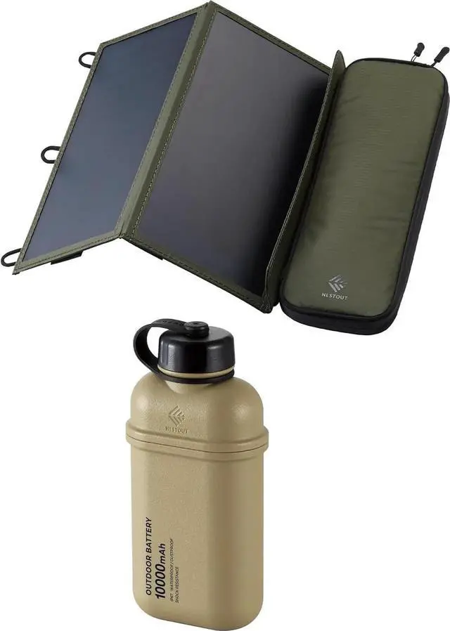 Main image of JAENFONG NESTOUT 2-Panel Solar Panel Charger + 10000mAh Outdoor Power Bank (Beige)