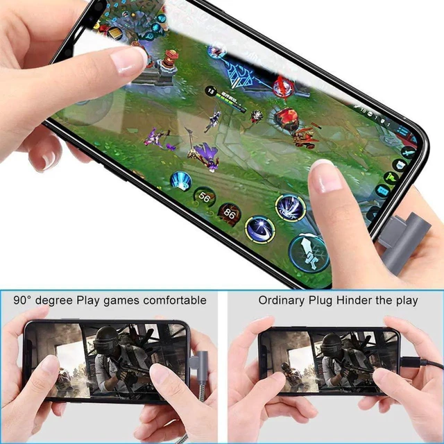 Alt view image 3 of 6 - JAENFONG MFi Certified Lightning iPhone Charger Cord 90 Degree Fast Data Cable Nylon Braided Compatible with iPhone Xs Max/XS/XR/7/7Plus/X/8/8Plus/6S/6S Plus/SE (Gray 10FT)