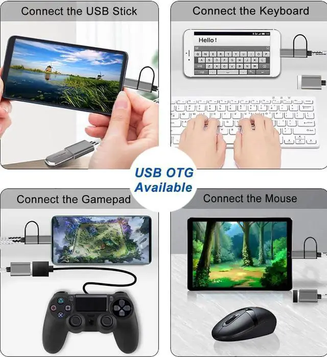 Alt view image 3 of 6 - JAENFONG 2-in-1 USB C/Micro USB to USB Adapter USB to USB C OTG Adapter Cable Compatible with Galaxy S21 S22 S23 Note 20/10 A53 Google Pixel and More Android Devices Gray