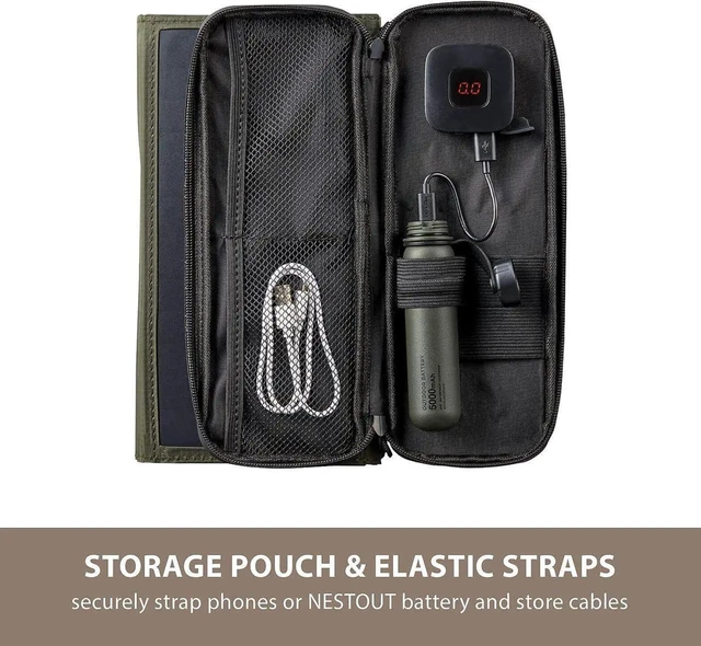 Alt view image 4 of 7 - JAENFONG NESTOUT Portable Solar Panel Dual USB-A Ports 28W Power Generation Charger for Phone Camping Durable Water-Resistant Ripstop Nylon Foldable Lightweight Adjustable Stands (4-Panel)