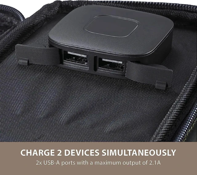 Alt view image 6 of 7 - JAENFONG NESTOUT Portable Solar Panel Dual USB-A Ports 28W Power Generation Charger for Phone Camping Durable Water-Resistant Ripstop Nylon Foldable Lightweight Adjustable Stands (4-Panel)