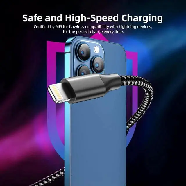 Alt view image 5 of 7 - JAENFONG iPhone Charger 3 Pack 10 FT iPhone Charger Fast Charging Cord MFi Certified Lightning Cable Nylon Braided Compatible with iPhone 14 13 12 11 Pro Max XR XS X 8 7 6 Plus SE iPad and More