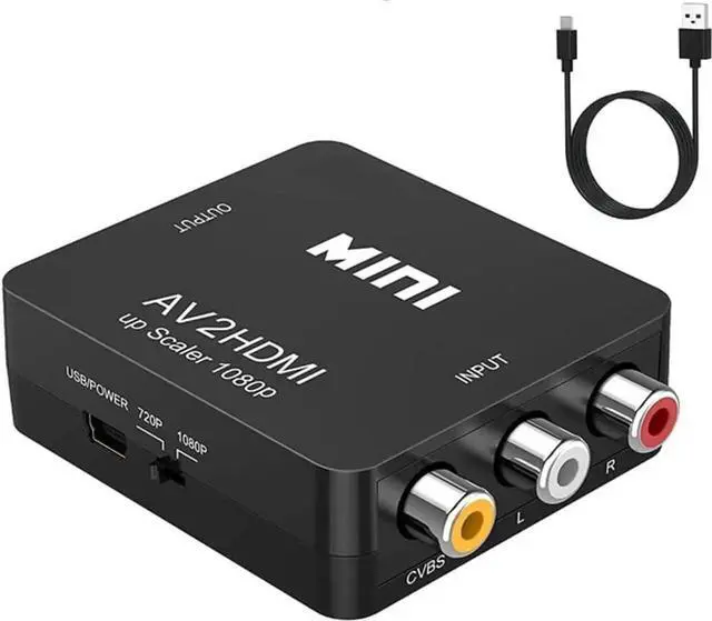Main image of JAENFONG RCA to HDMI AV to HDMI Converter 1080P Mini RCA Composite CVBS Video Audio Converter Adapter Supporting PAL/NTSC for TV/PC/ PS3/ STB/Xbox VHS/VCR/Blue-Ray DVD Players