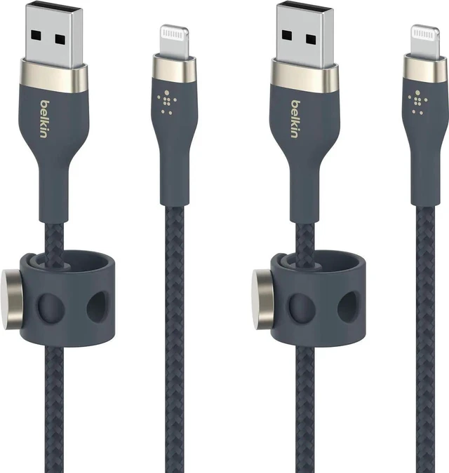 Main image of JAENFONG BoostCharge Pro Flex Braided USB Type A to Lightning Cable (2M/6.6FT) MFi Certified Charging Cable for iPhone 13 12 11 Pro Max Mini SE iPad and More 2-Pack Blue