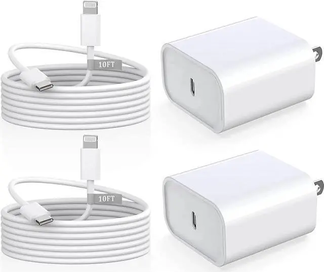 Main image of JAENFONG iPhone Charger Fast Charging 10 FT 2 Pack 20W USB C Wall Charger Block with 10FT Long Type C to Lightning Fast Charging Data Sync Cable Compatible for iPhone 14 13 12 11 Pro Max XS XR X iPad