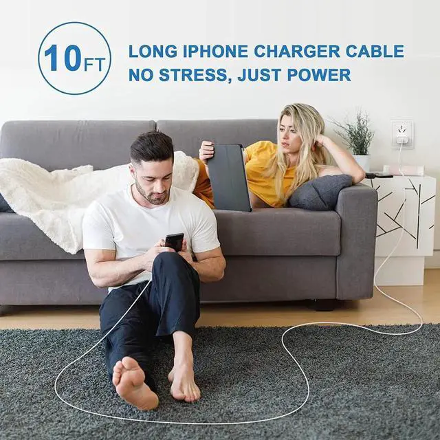 Alt view image 7 of 7 - JAENFONG iPhone Charger Fast Charging 10 FT 2 Pack 20W USB C Wall Charger Block with 10FT Long Type C to Lightning Fast Charging Data Sync Cable Compatible for iPhone 14 13 12 11 Pro Max XS XR X iPad