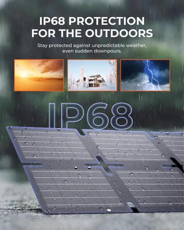 Alt view image 2 of 7 - JAENFONG 60W Portable Compact Solar Panel with PD 45W USB-C 20W USB-A DC Ports for Power Stations Cellphones Power Banks Tablets IP68 Waterproof Foldable Camping Solar Charger with Kickstand