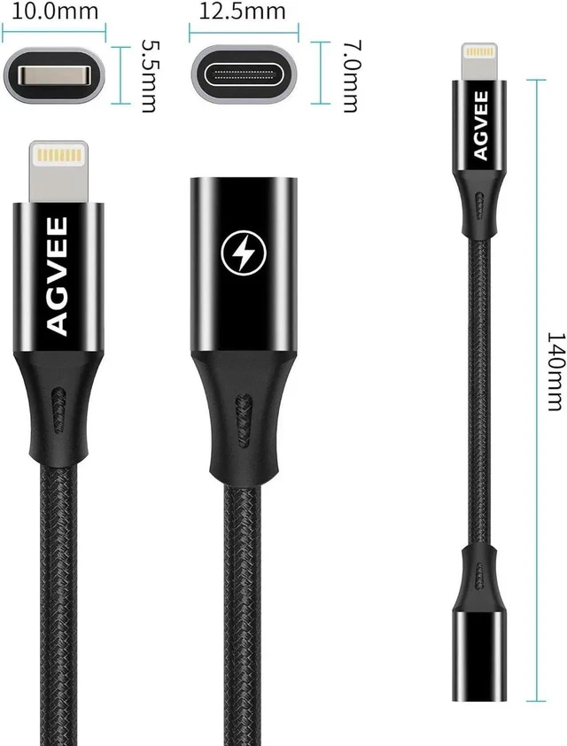 Alt view image 4 of 7 - JAENFONG 1 Pack 4 inch 30W USB-C Female to Lightning Cable Adapter Type-C to 8 Pin Male PD Fast Charging Converter Cord Connector for iPhone 14 13 12 11 Airpods iOS Device Carplay Black