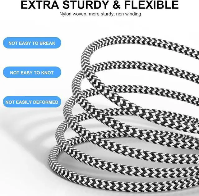 Alt view image 3 of 7 - JAENFONG MFi Certified 6Pack iPhone Charger 3/3/6/6/6/10FT Lightning Cable Fast Charging iPhone Charger Cord Nylon Braided for iPhone14/13/12/11Pro Max/XS MAX/XR/XS/X/8/7Plus iPad AirPods