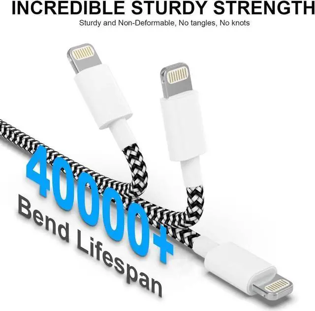 Alt view image 2 of 7 - JAENFONG MFi Certified 6Pack iPhone Charger 3/3/6/6/6/10FT Lightning Cable Fast Charging iPhone Charger Cord Nylon Braided for iPhone14/13/12/11Pro Max/XS MAX/XR/XS/X/8/7Plus iPad AirPods