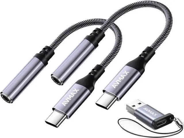 Main image of JAENFONG USB C to 3.5mm Audio Headphone Adapter HiFi 2 Pack Type c to Aux Female Cable for 16 15 Plus S24 S23 S22 S21 S20 and More Type c Devices