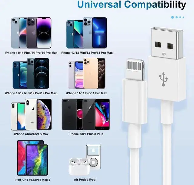 Alt view image 3 of 7 - JAENFONG 3 Pack MFi Certified Charger Cable 6ft Lightning to USB Cable Cord 6 Foot 2.4A Fast Charging Phone Long Chargers for iPhone 13/12/11/11Pro/11Max/ X/XS/XR/XS Max/8/7/6