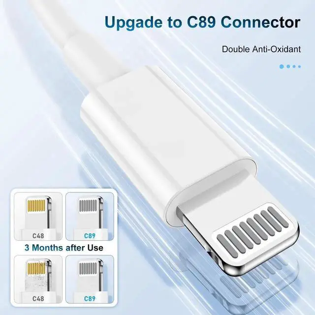 Alt view image 2 of 7 - JAENFONG 3 Pack MFi Certified Charger Cable 6ft Lightning to USB Cable Cord 6 Foot 2.4A Fast Charging Phone Long Chargers for iPhone 13/12/11/11Pro/11Max/ X/XS/XR/XS Max/8/7/6