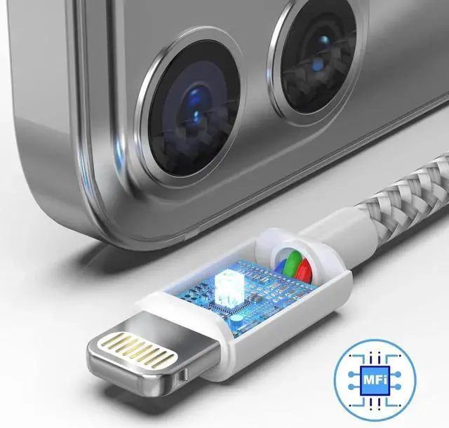 Alt view image 7 of 7 - JAENFONG MFi Certified 6Pack iPhone Charger 3/3/6/6/6/10FT Lightning Cable Fast Charging iPhone Charger Cord Nylon Braided for iPhone14/13/12/11Pro Max/XS MAX/XR/XS/X/8/7Plus iPad AirPods