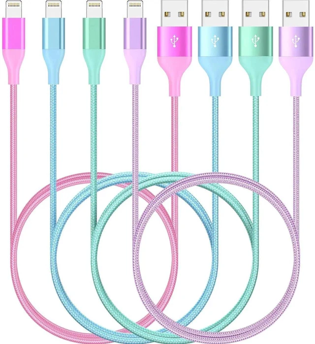 Alt view image 4 of 7 - JAENFONG iPhone Charger 6ft 4Pack Lightning Cable MFi Certified Colorful Kawaii Nylon Braided USB Fast Charging Cord for iPhones 14 13 12 11 Pro MAX Xs XR SE X 8 7 6 5 S Plus iPod iPad