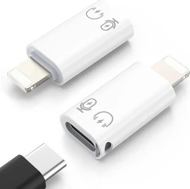 Alt view image 8 of 14 - USB C to Lightning Adapter Lightning Male to USB C Female Adapter Compatible with iPhone 14/13/12/11 Pro Max/iPad/iPod/AirPods Support Charging Data Transfer Headphones & OTG Function White