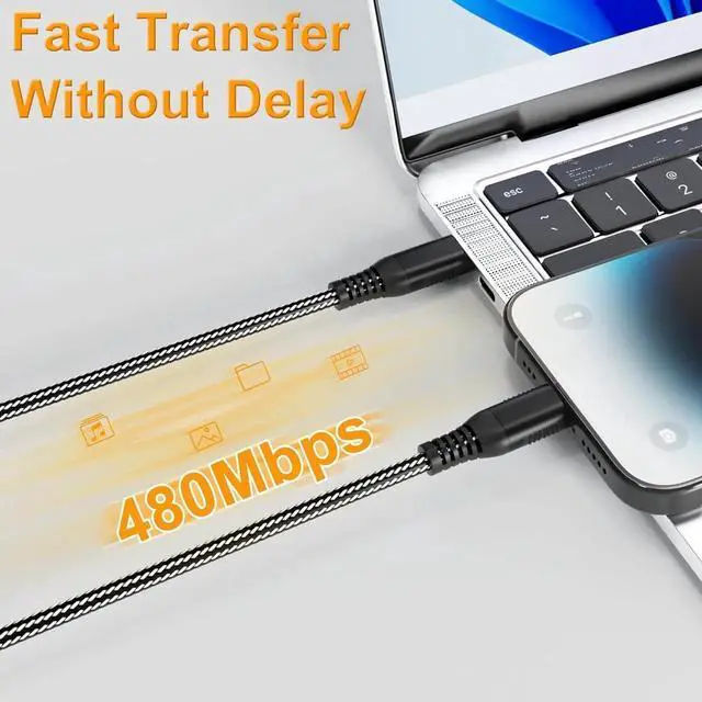 Alt view image 3 of 7 - JAENFONG Long USB C to Lightning Cable 20FT/6M MFi Certified Type C Power Delivery iPhone Fast Charger Cable Nylon Braided PD20W Fast Charging iPhone Cord for iPhone16/15/14/13/12/11/XS/XR/X/8/iPad