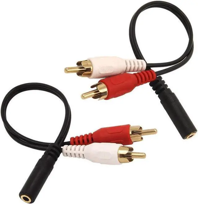 Main image of JAENFONG 3.5mm Female to 2 RCA Splitter Male Stereo Audio Y Cable 2-Pack Gold Plated Adapter Compatible for TV Smartphones MP3 Tablets Speakers Home Theater (8 inch)