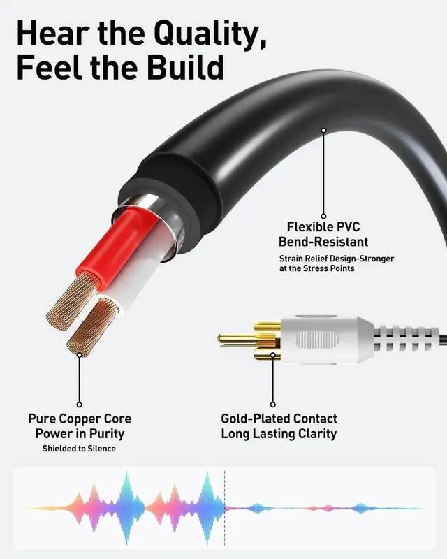 Alt view image 2 of 6 - JAENFONG 3.5mm Female to 2 RCA Splitter Male Stereo Audio Y Cable 2-Pack Gold Plated Adapter Compatible for TV Smartphones MP3 Tablets Speakers Home Theater (8 inch)