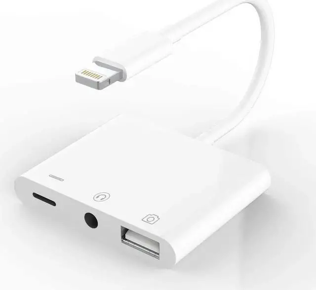 Main image of Certified for iPhone Headphone Adapter 3.5mm AUX Audio Jack and Charger Extender Dongle Earphone Headset Converter Lightning Male to USB Female OTG Cable Camera Memory Connector Kit Splitter