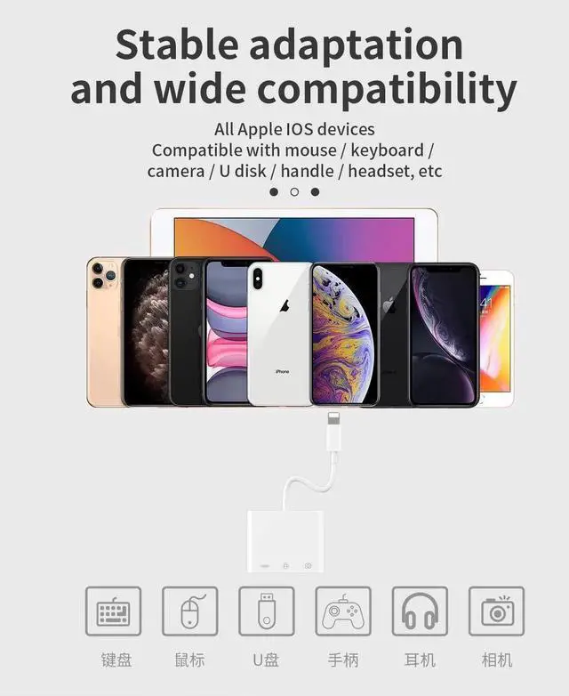 Alt view image 3 of 7 - Certified for iPhone Headphone Adapter 3.5mm AUX Audio Jack and Charger Extender Dongle Earphone Headset Converter Lightning Male to USB Female OTG Cable Camera Memory Connector Kit Splitter