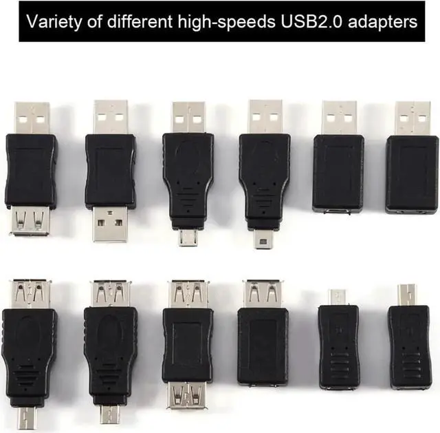 Alt view image 3 of 7 - JAENFONG OTG Adapter 2.0 USB Connector Types Converter 12Pcs Micro USB to USB Adapter Set Multiple Small USB Adapter Variety Black Phone Cable Converter for Data Transfer
