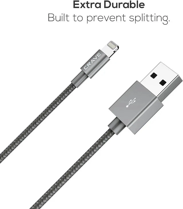 Alt view image 2 of 6 - JAENFONG MFI Certified Lightning to USB Cable - Premium Nylon Braided Cable 4 FT - Slate