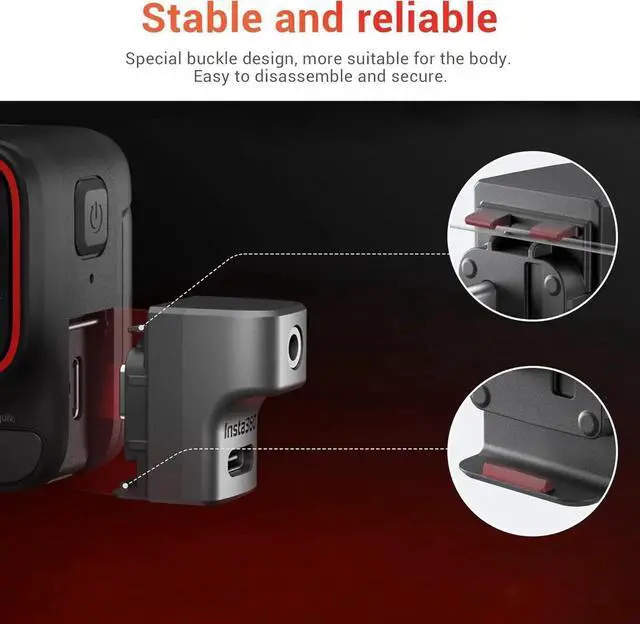 Alt view image 7 of 7 - JAENFONG Insta 360 Mic Adapter - 2-in-1 Type-C & 3.5mm External Audio for Insta360 Pro 2/Ace Pro