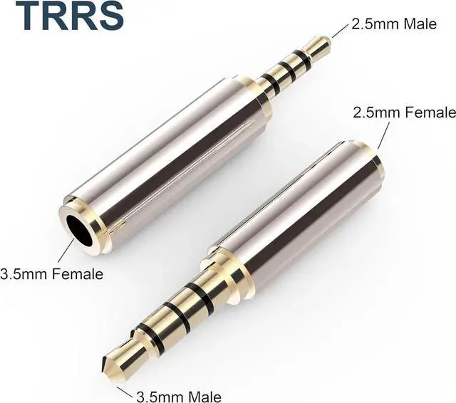 Alt view image 2 of 6 - JAENFONG 2.5mm to 3.5mm Adapter and 3.5mm to 2.5mm Adapter Gold Plated Jack Stereo Full Metal Connector Converter for Smartphones Headphone Mic Tablets Support MIC Function