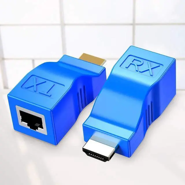 Alt view image 3 of 6 - JAENFONG HDMI Extender Adapter HDMI to RJ45 Ethernet Network Converter Over by Cat5-e/6 Cable Splitter 1080p up to 30m/98ft Repeater for HDTV HD TV DVD PS4 STB