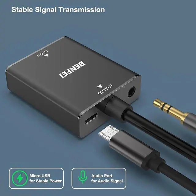 Alt view image 4 of 7 - JAENFONG HDMI to VGA Uni-Directional HDMI Computer to VGA Monitor Adapter (Female to Male) with 3.5mm Audio Jack Compatible with TV Stick Computer Desktop Laptop PC Monitor Projector Xbox